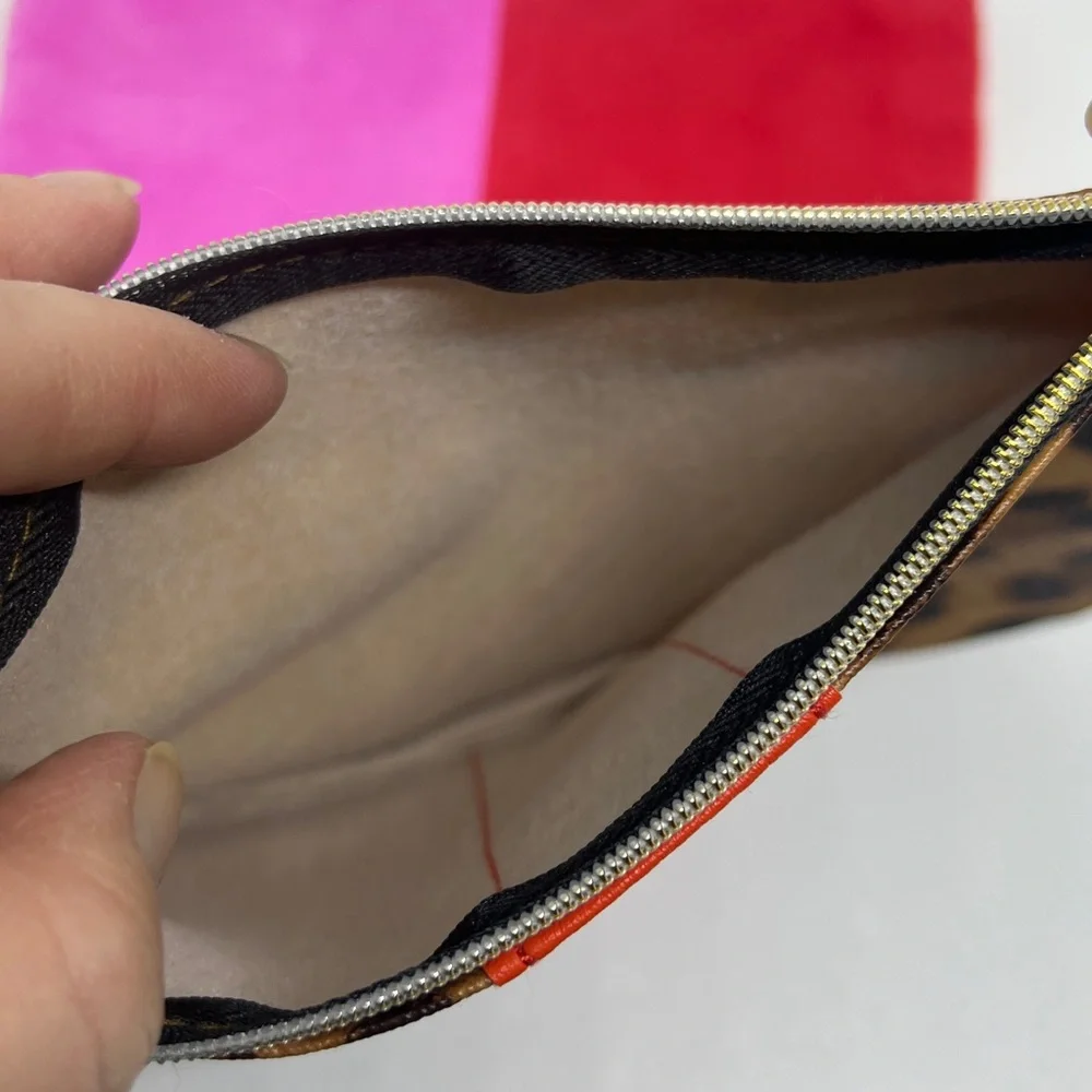 New Leopard Print and Color Block Pink & Orange Ipsy Makeup Bags.